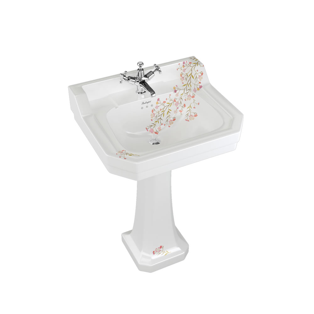 Bespoke Oriental Blossom Edwardian 56cm Basin with Standard Pedestal